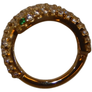 Gold Hinged Hoop with Green Gem 16G 5/16th