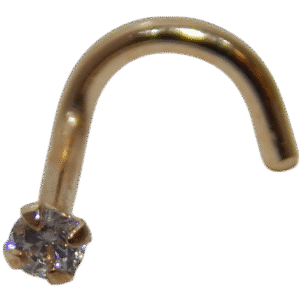 Gold Nose Screws with CZ Gem 18G