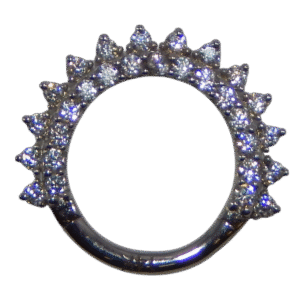 14 Karat Gold Hinged Hoop Silver Studded 16G 5/16th