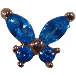 14 Karat Gold Blue Butterfly Threadless Top