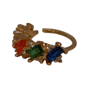 Gold Backed Multicolored Gem Implant Grade Surgical Steel Bendable Hoop 20G